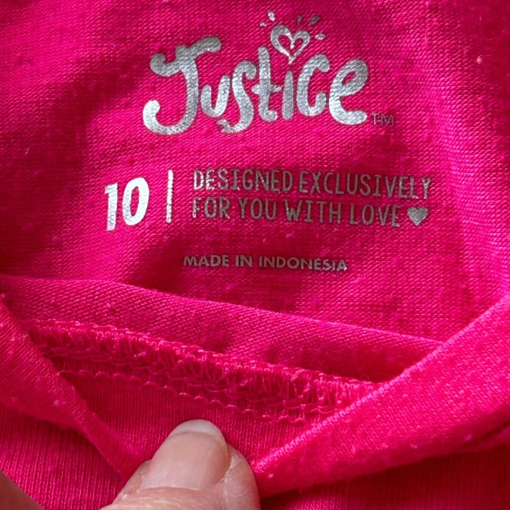 Girls Top Bundle Justice Jerzees Pink Purple Graphic Tee‎ Ribbed Rose Size 10-12
